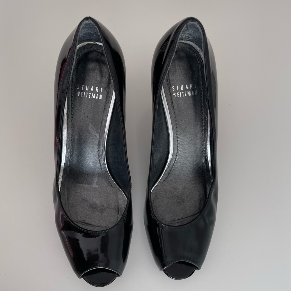 Stewart Weitzman black leather heel